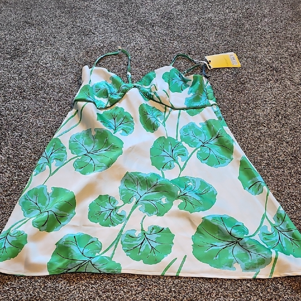 Green Leaf Print Dress